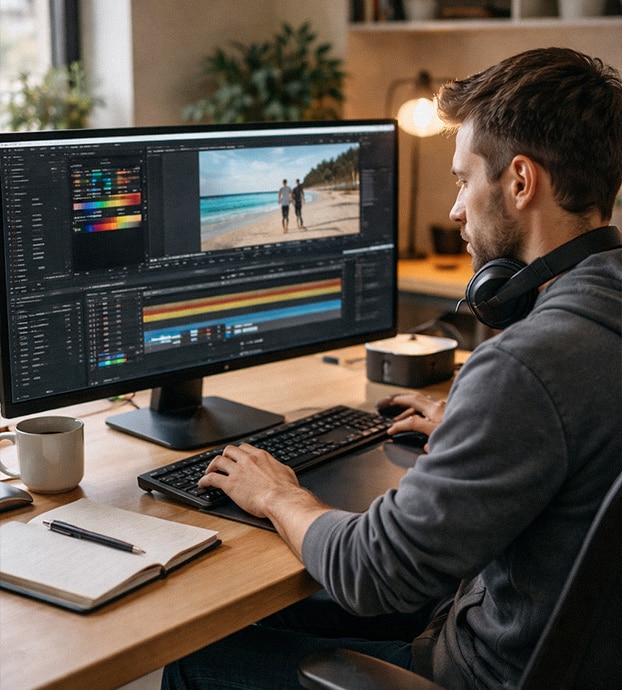 Montage vidéo d’une moodtape par une agence vidéo à Paris sur station de post-production professionnelle
